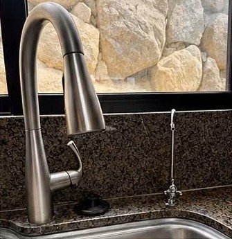 Kitchen faucet with filtered water line